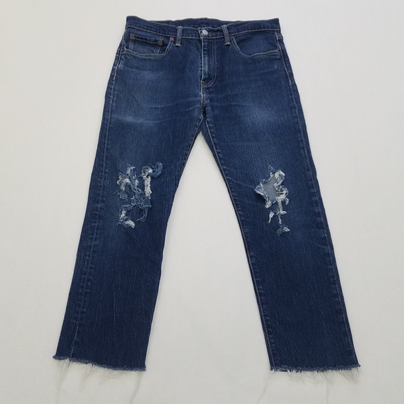 Levi's 502 Raw Hem (No From Manufacturer) Distressed  Regular Taper Jeans - Picture 8 of 15